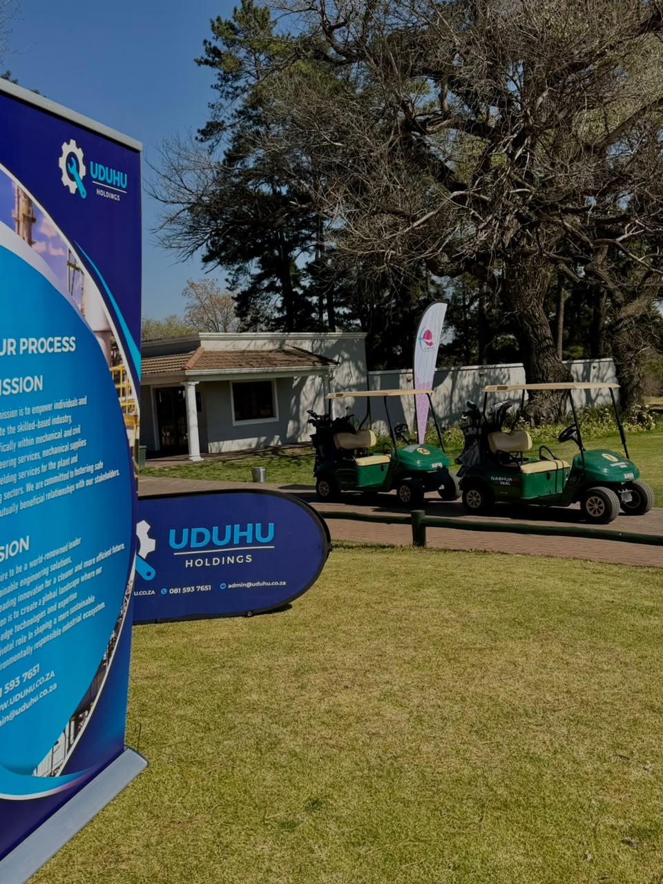 UDUHU Holdings branded banners and signage at the SACMA Golf Day